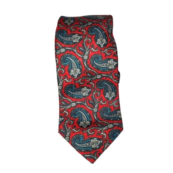 John Clarendon Multicolored Paisley 100% Silk Tie - Made in the USA - Picture 1 of 11